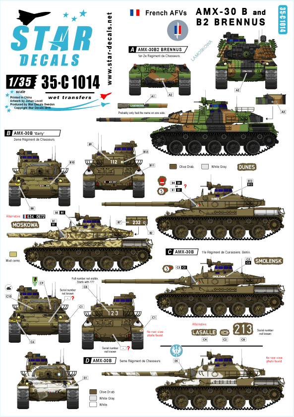 STAR DECALS[SD35-C1014] 1/35 現用仏 AMX-30B & B2 ブレンヌス