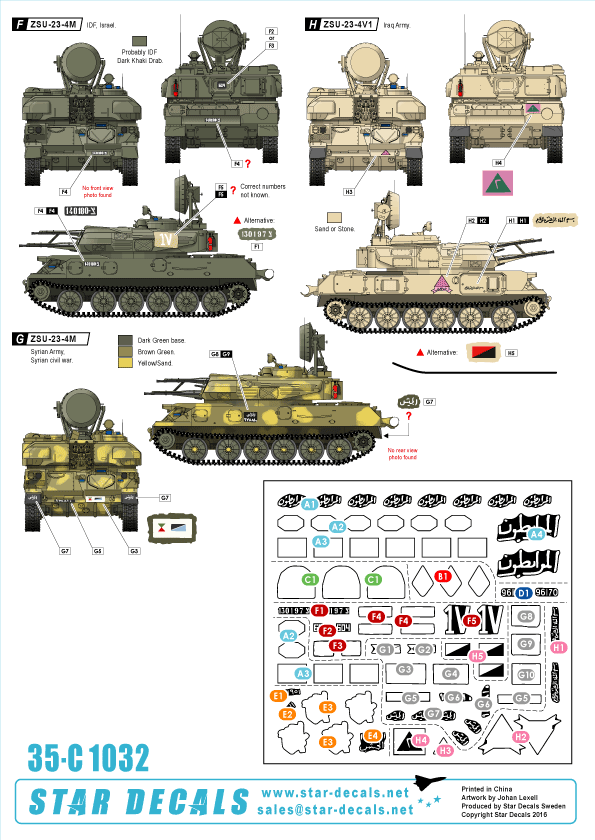 STAR DECALS[SD35-C1032]1/35 ZSU-23-4シルカ自走対空砲 デカールセット 中東諸国とIDF