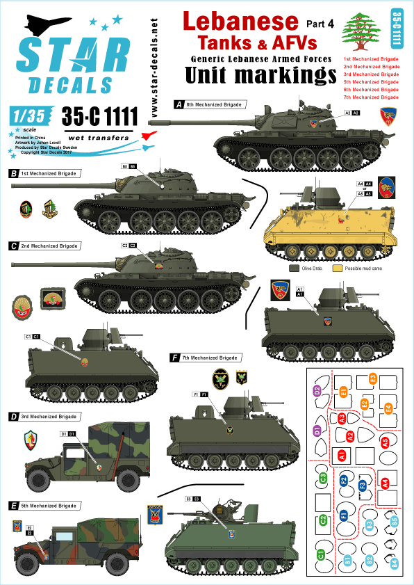 Star Decals Sd35 C1111 1 35 レバノンの戦車と装甲車両デカールセット 4 汎用部隊マーキング1 M S Models Web Shop