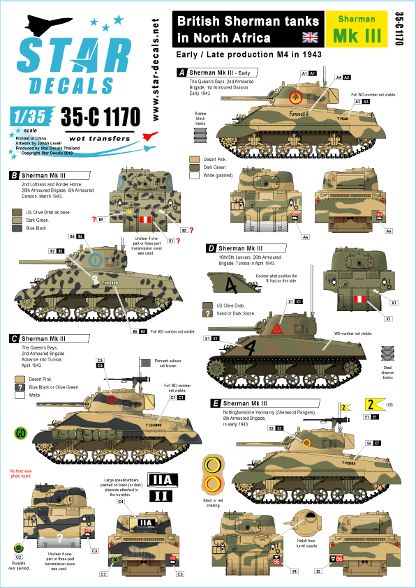 STAR DECALS[SD35-C1170]1/35 北アフリカにおける英国陸軍のシャーマン　シャーマンMkIII（1943年）編