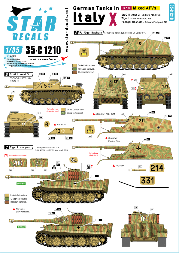 STAR DECALS[SD35-C1210]1/35 WWII 独 イタリア戦線のドイツ戦車＃10