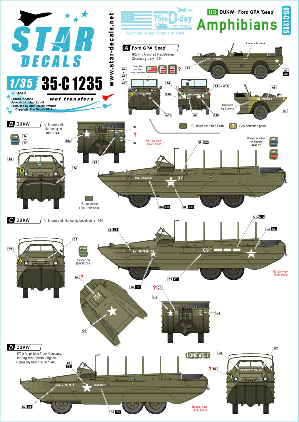 STAR DECALS[SD35-C1235]1/35 WWII 米 水陸両用車フォードGPA/DUKW75周年スペシャル フランス  ノルマンディー1944年