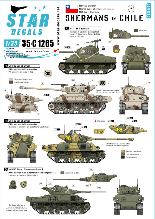 STAR DECALS[SD35-C1265]1/35 近代 南米 チリで運用されたシャーマン