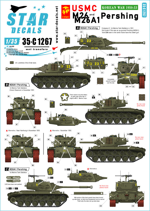 STAR DECALS[SD35-C1267]1/35 朝鮮戦争 米 海兵隊 朝鮮半島での米海兵隊1950〜53 M26/M26A1パーシング