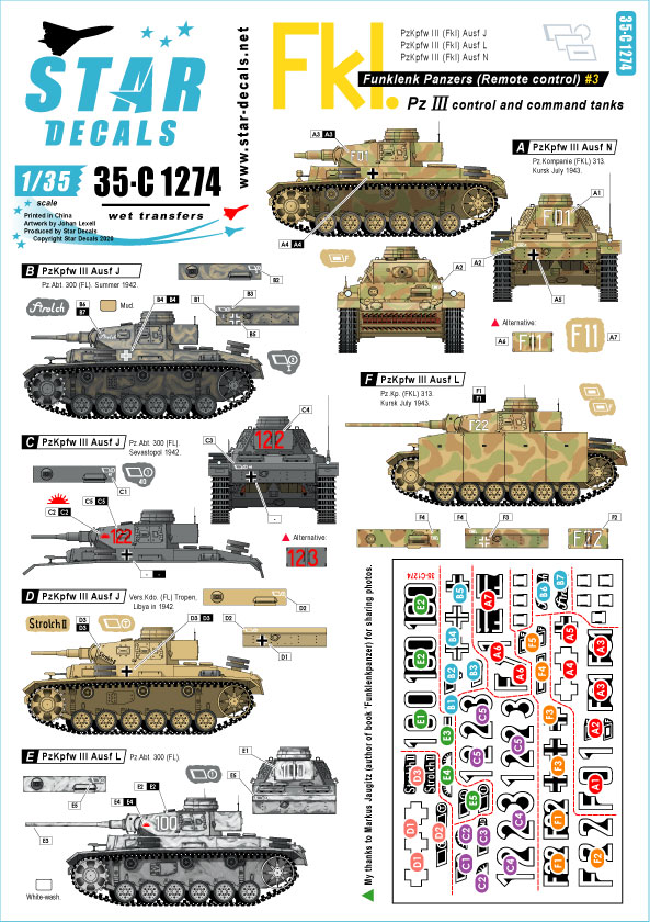 STAR DECALS[SD35-C1274]1/35 WWII 独 ドイツ無線操縦戦車＃3 無線操縦戦車を誘導する無線装置搭載戦車のマーキング集  III号戦車ほか