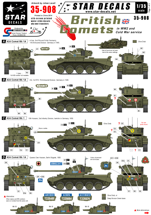 STAR DECALS[SD35-908] 1/35 第二次大戦と冷戦期のコメット巡航戦車 デカールセット - M.S Models Web Shop