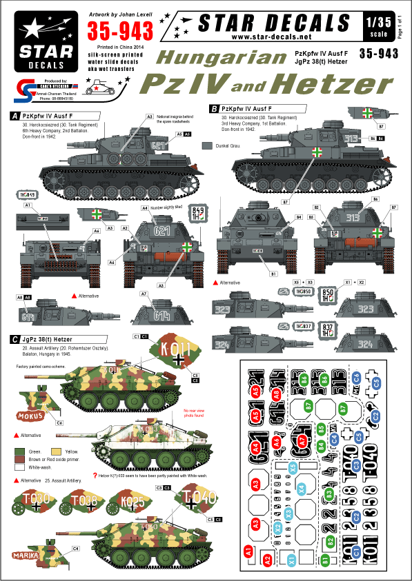 STAR DECALS[SD35-943]1/35 ハンガリー軍のIV号戦車とヘッツアー - M.S