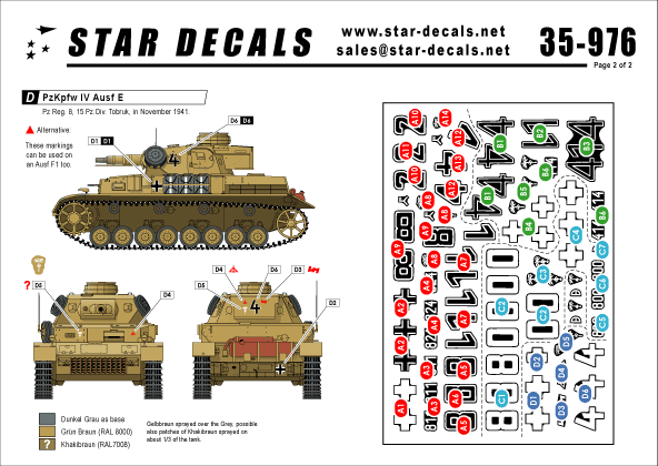 STAR DECALS[SD35-976]1/35　北アフリカミックス Part.1 IV号戦車D型&E型デカールセット