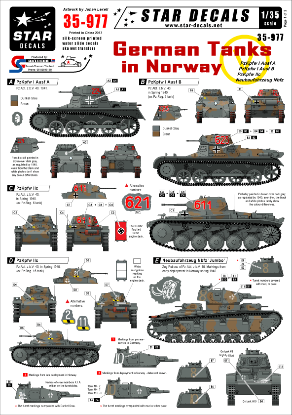 STAR DECALS[SD35-977]1/35 ノルウェーのドイツ戦車 第40特別編成戦車