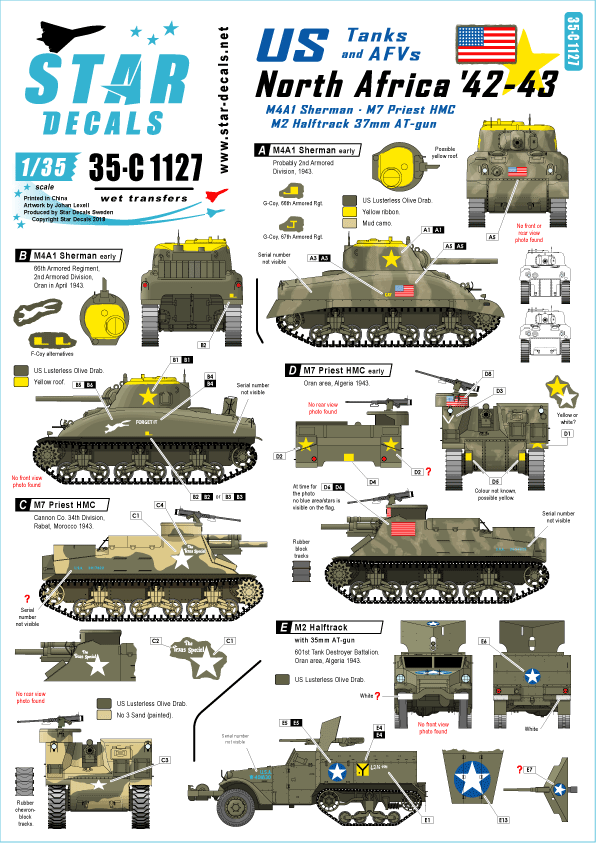 STAR DECALS[SD35-C1127]1/35 WWII米 北アフリカ'42-43 M4A1