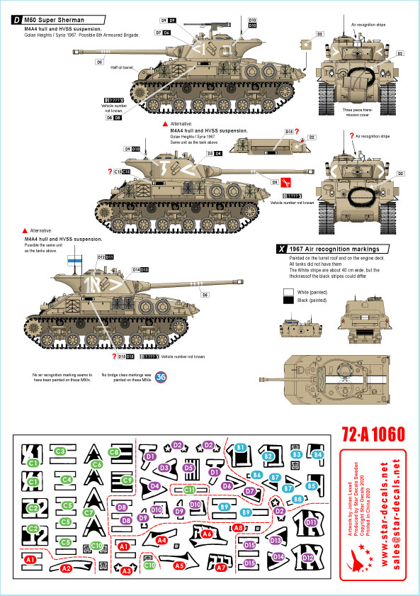 Star Decals Sd72 A1060 1 72 現用 中東戦争 イスラエルのafv 5 六日間戦争に於けるidfのマーキング M50スーパーシャーマン M S Models Web Shop