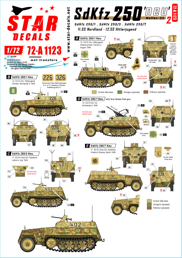 STAR DECALS[SD72-A1123]1/72 WWII ドイツ 西部戦線のSd.Kfz.250