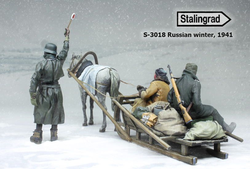 スターリングラード St3018 1 35ロシアの冬将軍 馬の引くソリに乗るドイツ兵 M S Models Web Shop