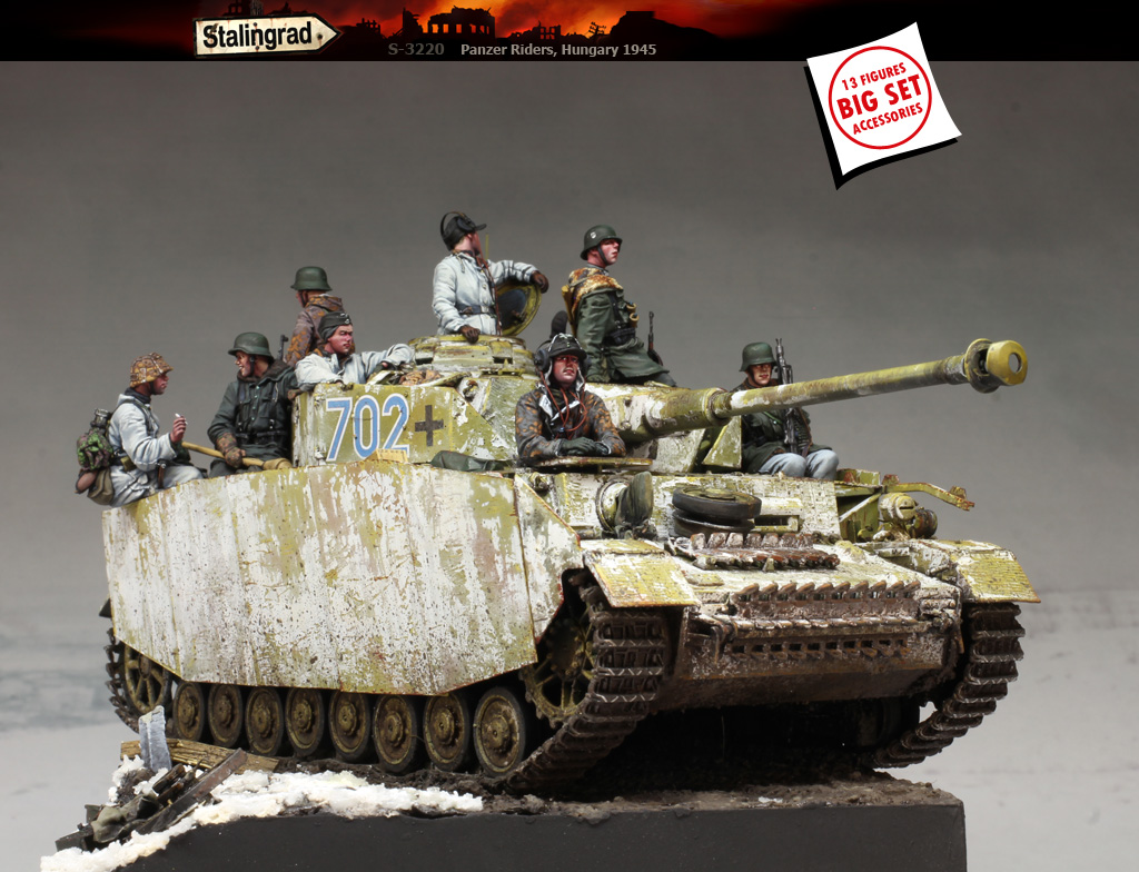 スターリングラード[ST3220]1/35 WWIIドイツパンツァーライダーズ ハンガリー1945 独戦車兵と車上擲弾兵ビックセット