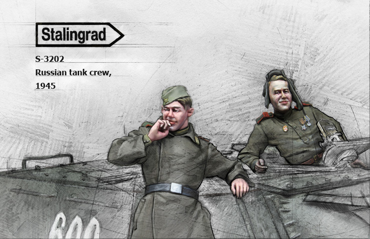 スターリングラード[ST3202]1/35 WWII ロシア戦車兵♯2 小休止中の戦車