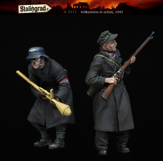 スターリングラード[ST3211]1/35 WWII 独 国民突撃隊の死闘1945 古参兵、最後の反撃(2体セット)