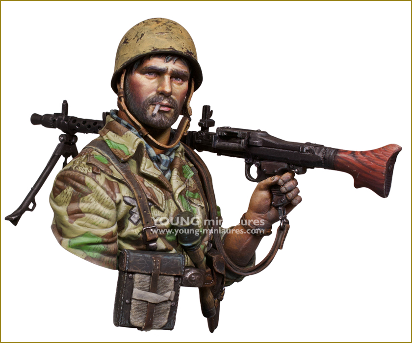 Young Miniatures[YM1892]1/10 WWII ドイツ降下猟兵胸像 MG34を担ぐ