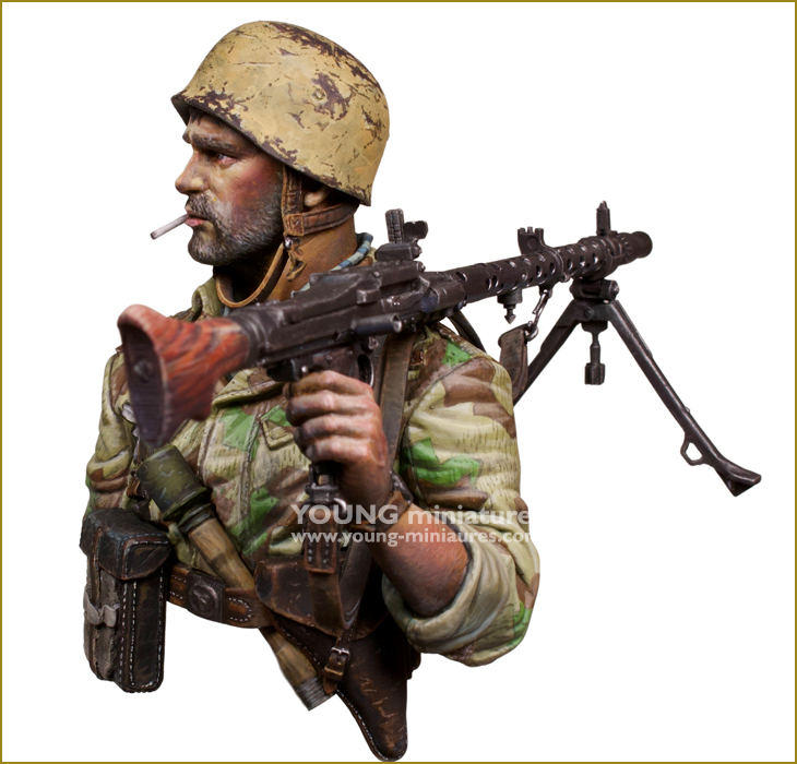 Young Miniatures[YM1892]1/10 WWII ドイツ降下猟兵胸像 MG34を担ぐ