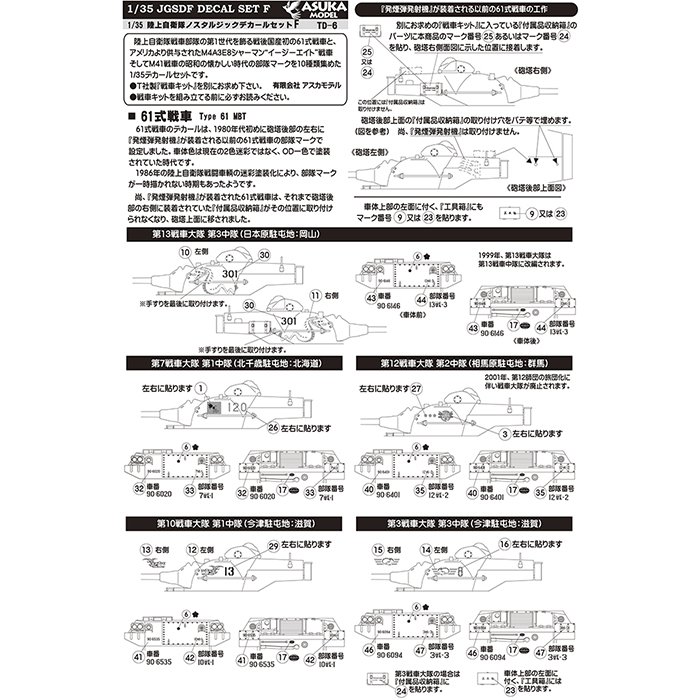 アスカモデル[TD-6] 1/35 陸上自衛隊ノスタルジックデカールセットF