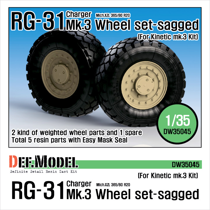DEF.MODEL[DW35045]RG-31 Mk.3 装輪式兵員輸送車 自重変形タイヤ（キネティック用）