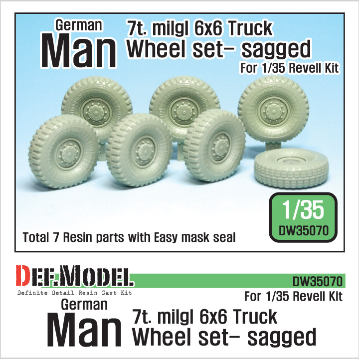 DEF.MODEL[DW35070]ドイツ マン 7t. milgl 6x6 トラック自重変形タイヤセット（レベルキット用）