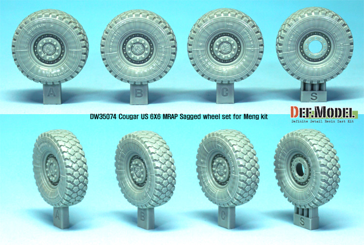 DEF.MODEL[DW35074]アメリカ クーガー 6X6 Mrap 自重変形タイヤ Set 2 スペアホイール（モンモデル用）