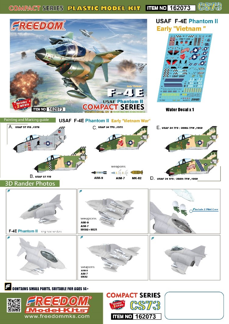 フリーダムモデルキット[FRE162073]コンパクトシリーズ：F-4E ファントムII 米空軍 ベトナム戦争初期 Models Web  Shop
