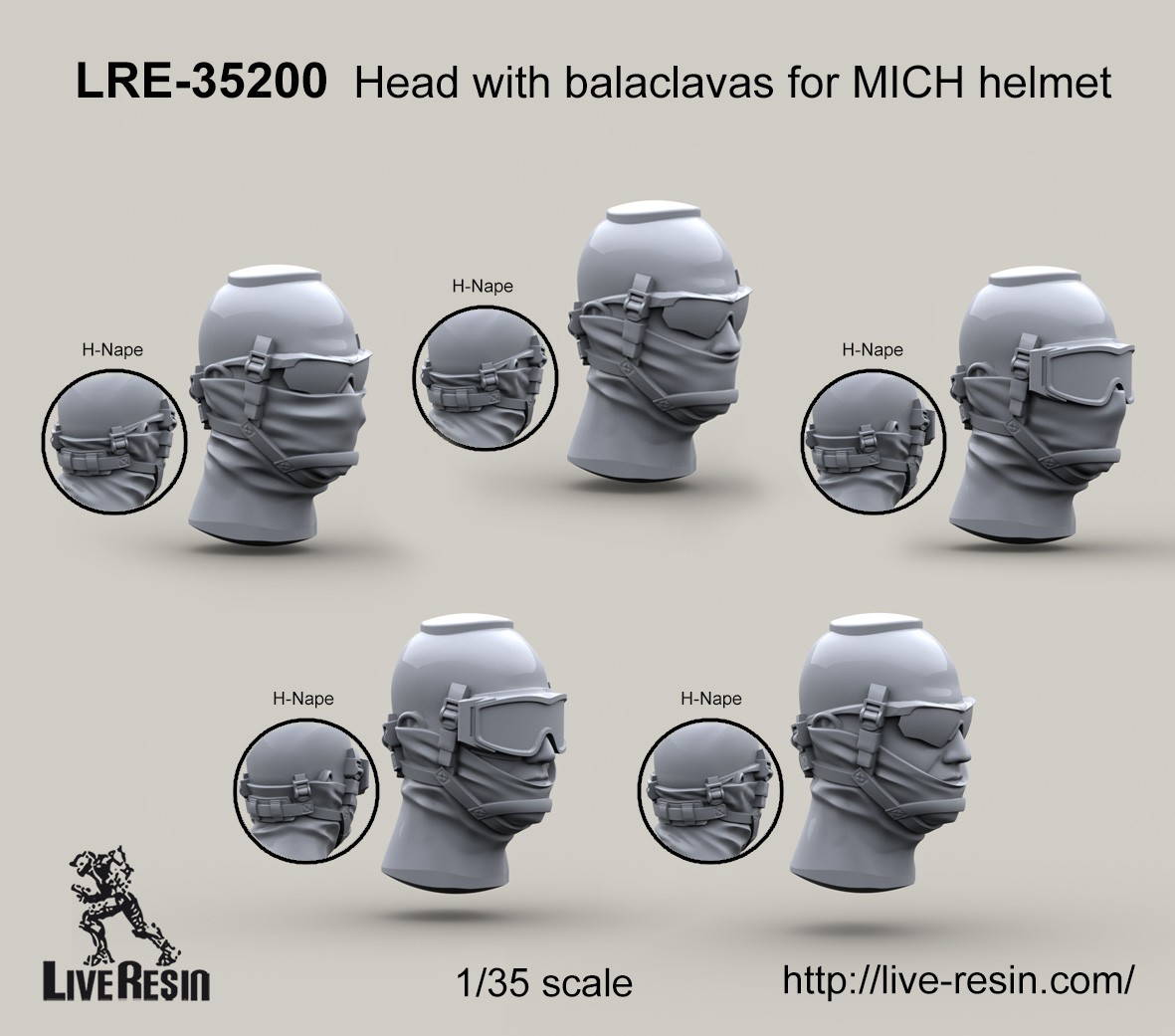 Live Resin[LRE35200]1/35 現用米兵ヘッドセット8(5個)MICHヘルメット用