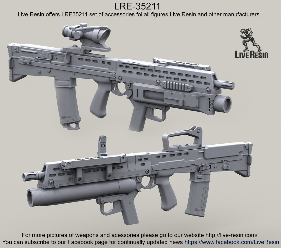 Live Resin[LRE35211]1/35 L85A1 SA80 ライフルM320擲弾付き(6丁 