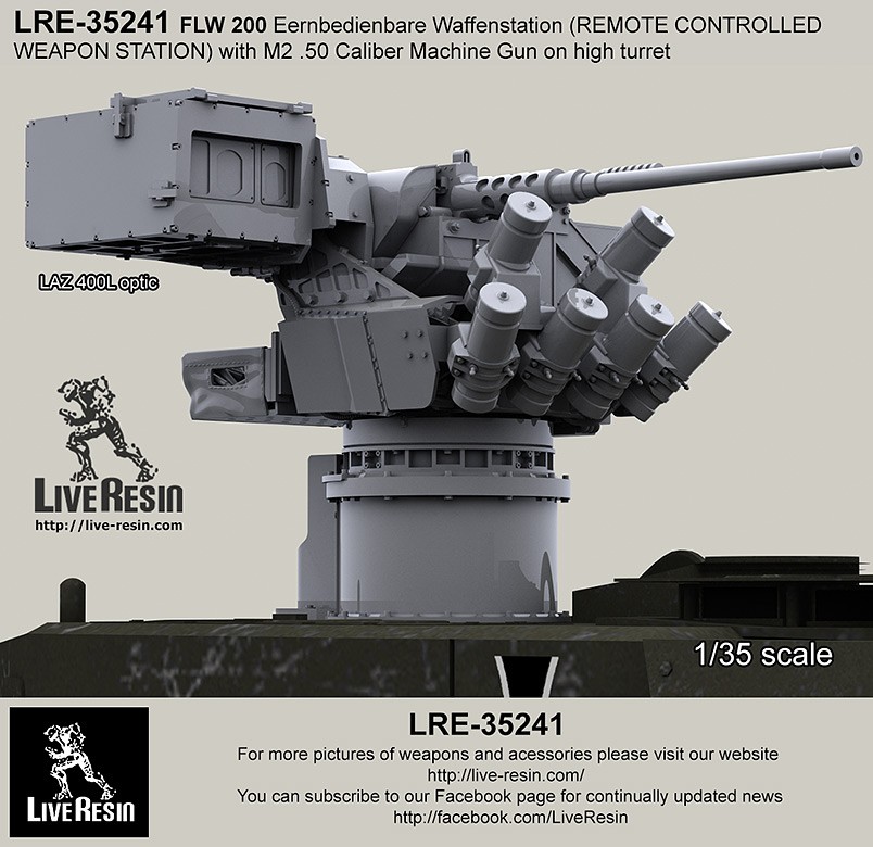 Live Resin[LRE35241]1/35 FLW200遠隔操作銃塔(2).50機銃+高姿勢砲塔 