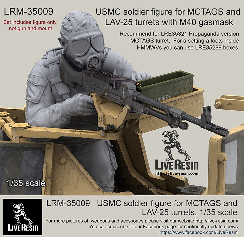 Live Resin[LRM35009]1/35 現用米海兵隊歩兵(4)MCTAGS銃塔用ガスマスク