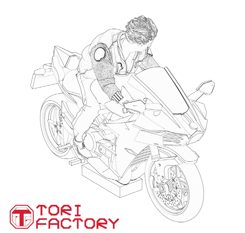 トリファクトリー[MF-35B]1/48 トップガンパイロットw/疾走するバイク